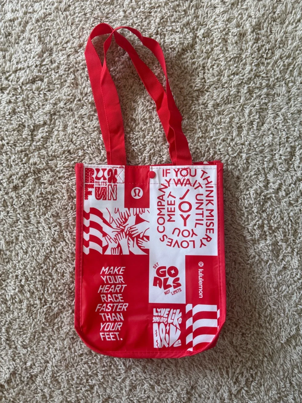 lululemon athletica Red and White Graphic Small Tote